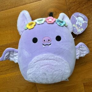 Squishmallows Lilac Bat Plush with Pastel Flower Crown